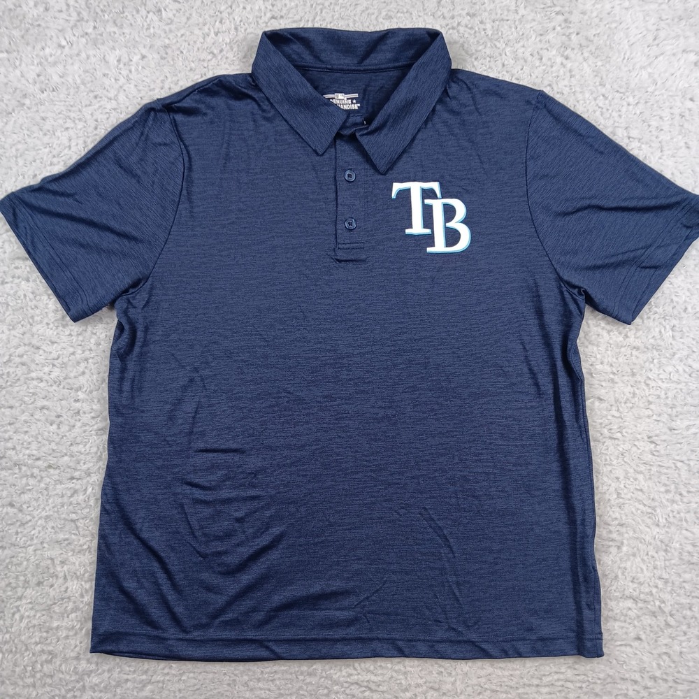MLB Genuine Merchandise Polo Shirt Mens Large Navy Blue Tampa Bay Rays 2G11